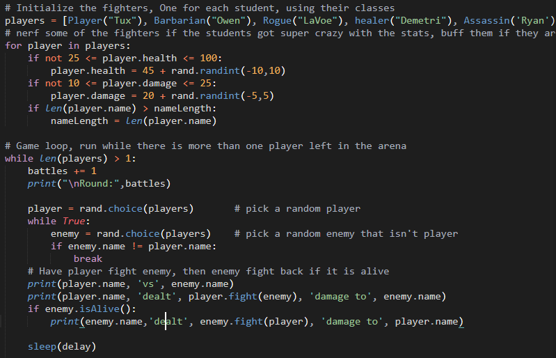 Python Fighter Arena